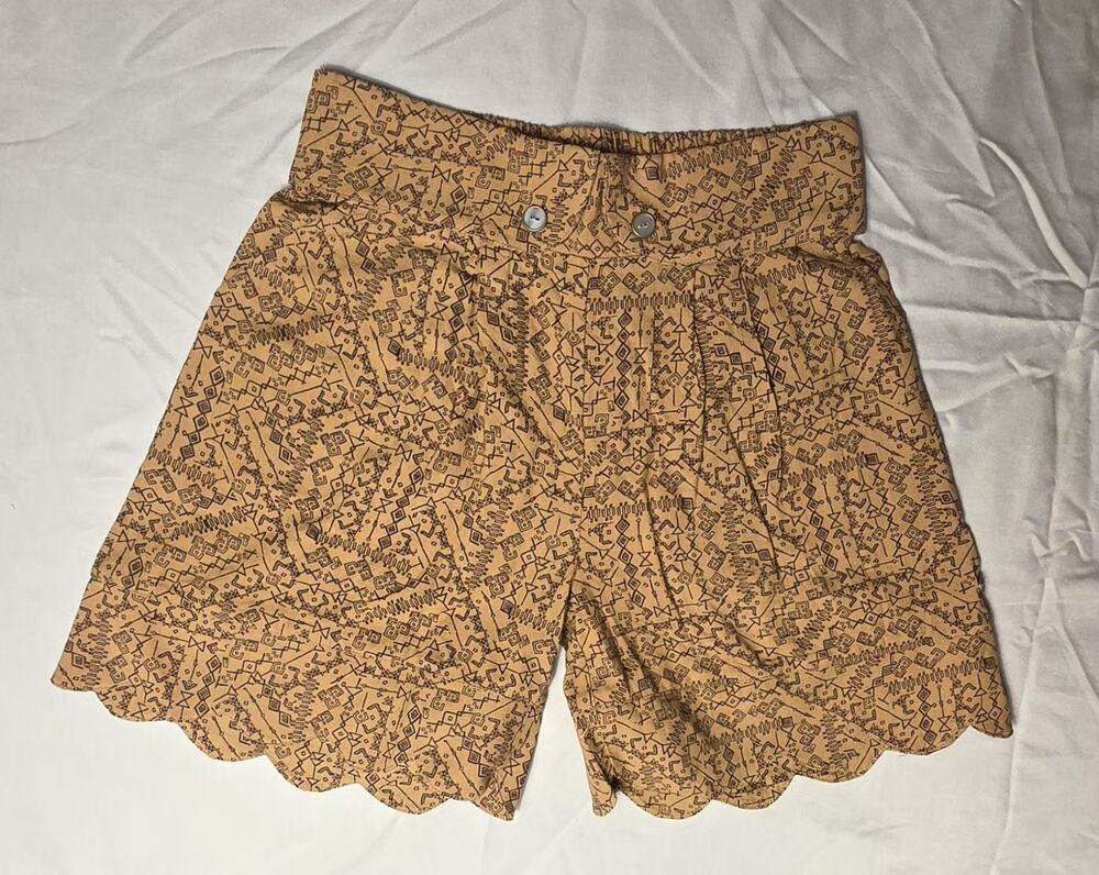 435 by Matilda Jane Scalloped Shorts Size 12 Boho Aztec Print Cotton Linen